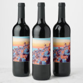 ldp SANTORINI - panorama - van nacht - Wijn Etiket (Flessen)