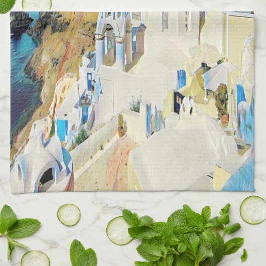 ldp SANTORINI - uitzicht - Theedoek (Gevouwen)