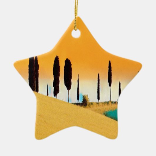 ldp TUSCANY - Toscaans platteland met bomen - Keramisch Ornament (Voorkant)