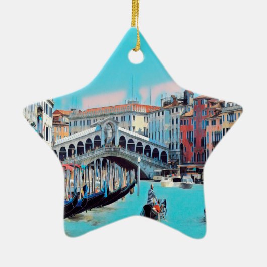 ldp VENICE - gondolas - rialto - Keramisch Ornament (Achterkant)