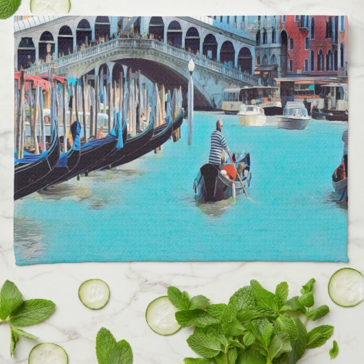 ldp VENICE - gondolas - rialto - Theedoek (Gevouwen)