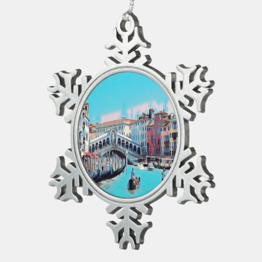 ldp VENICE - gondolas - rialto - Tin Sneeuwvlok Ornament (Rechts)