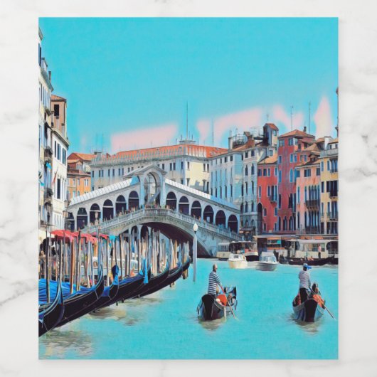 ldp VENICE - gondolas - rialto - Wijn Etiket (Enkel label)