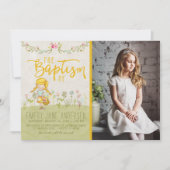 LDS BAPTISM FOTO-INVITATIE | Cute Floral Girl Kaart (Voorkant)