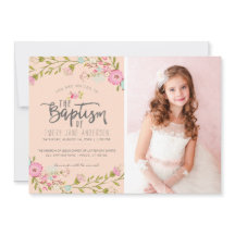 LDS BAPTISM FOTO-INVITATIE | Elegant roze meisje