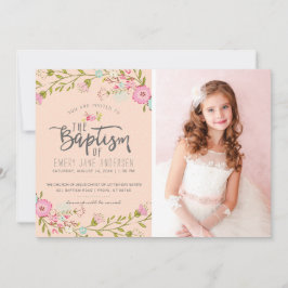 LDS BAPTISM FOTO-INVITATIE | Elegant roze meisje Kaart
