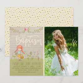 LDS BAPTISM FOTO-INVITATIE | Lentbloemen meisje Kaart