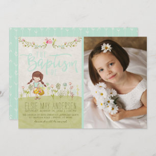 LDS BAPTISM FOTO-INVITATIE meisje van Floral Kaart