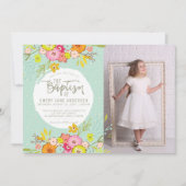 LDS BAPTISM FOTO-INVITATIE | Modern Bright Girl Kaart (Voorkant)
