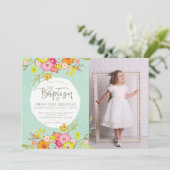 LDS BAPTISM FOTO-INVITATIE | Modern Bright Girl Kaart (Staand voorkant)