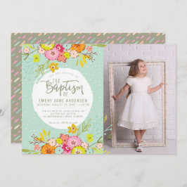 LDS BAPTISM FOTO-INVITATIE | Modern Bright Girl Kaart