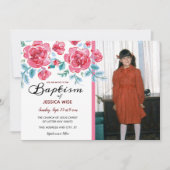 LDS Baptism Girl Waterverf Rozen Floral Kaart (Voorkant)