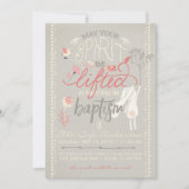 LDS BAPTISM-INVITATIE | Floral Girl Bunny Kaart (Voorkant)