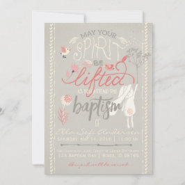 LDS BAPTISM-INVITATIE | Floral Girl Bunny Kaart