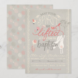 LDS BAPTISM-INVITATIE | Floral Girl Bunny Kaart