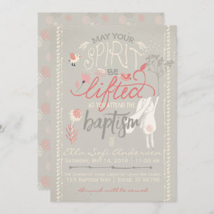 LDS BAPTISM-INVITATIE Floral Girl Bunny Kaart
