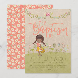LDS BAPTISM-INVITATIE    meisje met de zoete Flora Kaart