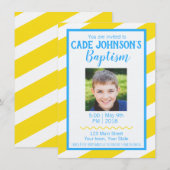 LDS Baptism Invitation BOY - Geel en Blauw Kaart (Voorkant / Achterkant)