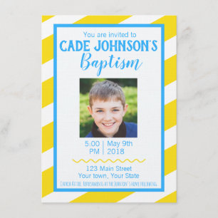 LDS Baptism Invitation BOY - Geel en Blauw Kaart