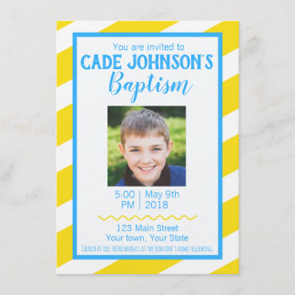 LDS Baptism Invitation BOY - Geel en Blauw Kaart