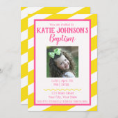 LDS Doop Uitnodiging MEISJE - Geel en Roze (Voorkant / Achterkant)