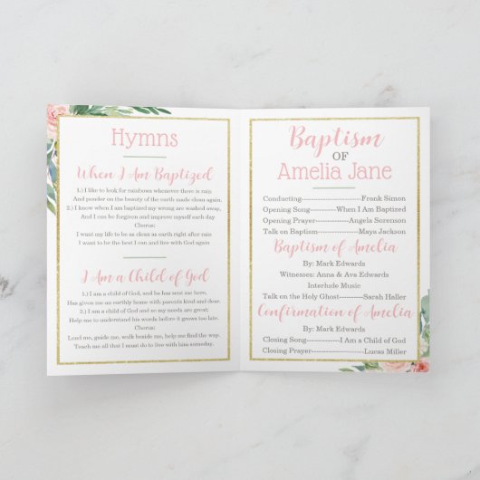 LDS doopprogramma, gevouwen programma (Binnen)