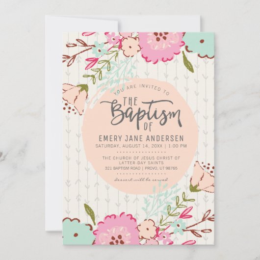 LDS DOOPUITNODIGING | Elegant chique bloemenmeisje Kaart (Voorkant)