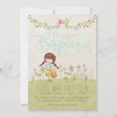 LDS DOOPUITNODIGING |  Schattige Bloemmeisje Kaart (Voorkant)