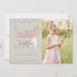 LDS FOTO BAPTISM-INVITATIE | Floral Typografie Kaart