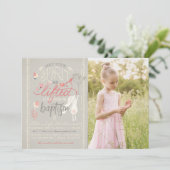 LDS FOTO BAPTISM-INVITATIE | Floral Typografie Kaart (Staand voorkant)