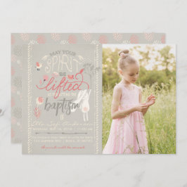 LDS FOTO BAPTISM-INVITATIE | Floral Typografie Kaart
