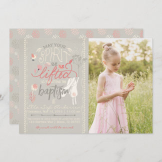 LDS FOTO BAPTISM-INVITATIE | Floral Typografie Kaart
