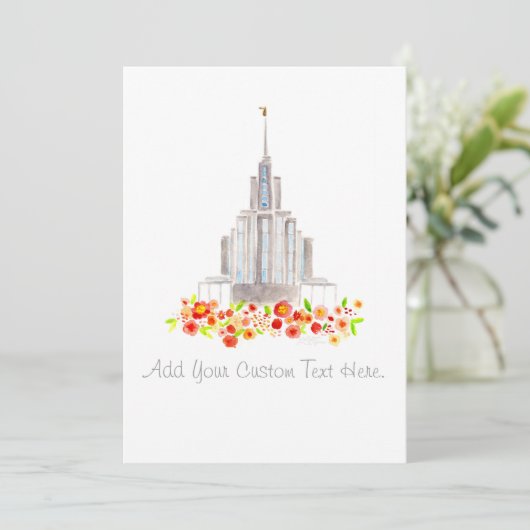 LDS Oquirrh Temple Waterverf nodigt baptisme uit Kaart (Staand voorkant)