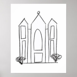 LDS Salt Lake City Tempel eenvoudig modern mormoon Poster