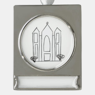 LDS Salt Lake City Tempel eenvoudig modern mormoon Verzilverd Banner Ornament