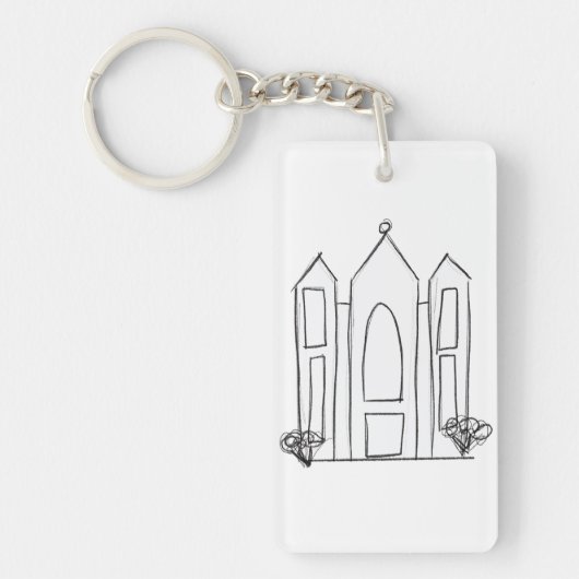 LDS Salt Lake City Tempel eenvoudige moderne mormo Sleutelhanger (Voorkant)