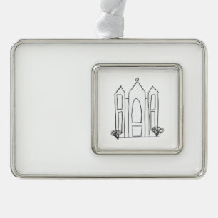 LDS Salt Lake City Tempel eenvoudige moderne mormo Verzilverd Omlijst Ornament