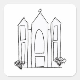 LDS Salt Lake City Tempel eenvoudige moderne mormo Vierkante Sticker