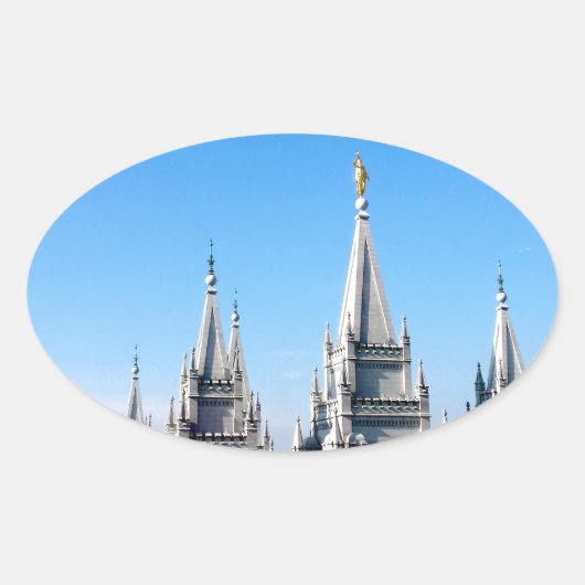lds salt lake city tempel engel moroni ovale sticker (Voorkant)
