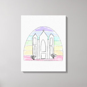 LDS Salt Lake City Tempel regenboog zonsondergang  Canvas Afdruk