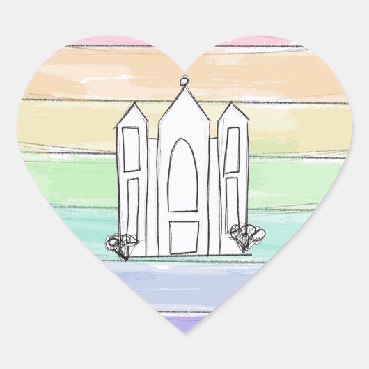 LDS Salt Lake City Tempel regenboog zonsondergang  Hart Sticker (Voorkant)