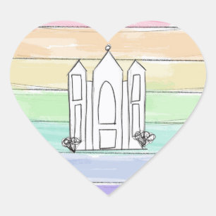 LDS Salt Lake City Tempel regenboog zonsondergang  Hart Sticker