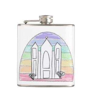 LDS Salt Lake City Tempel regenboog zonsondergang Heupfles