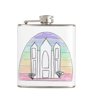 LDS Salt Lake City Tempel regenboog zonsondergang  Heupfles