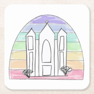 LDS Salt Lake City Tempel regenboog zonsondergang Kartonnen Onderzetters