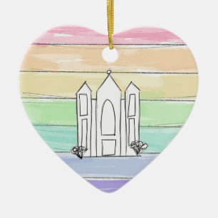 LDS Salt Lake City Tempel regenboog zonsondergang  Keramisch Ornament