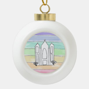 LDS Salt Lake City Tempel regenboog zonsondergang  Keramische Bal Ornament