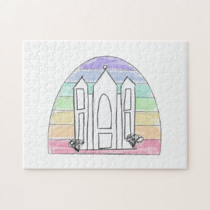 LDS Salt Lake City Tempel regenboog zonsondergang Legpuzzel