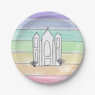 LDS Salt Lake City Tempel regenboog zonsondergang  Papieren Bordje