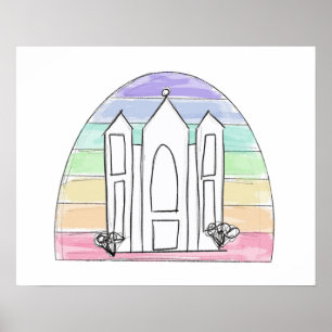LDS Salt Lake City Tempel regenboog zonsondergang Poster